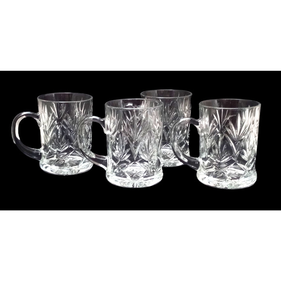 Vtg Paul Sebastian Inc Pressed Glass Mugs Set of 4 - Picture 1 of 4